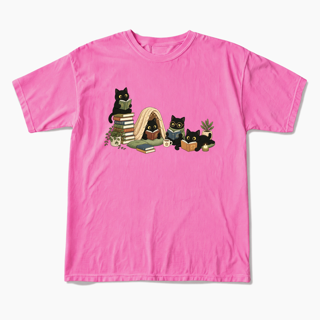 Black Cat Reading T Shirts