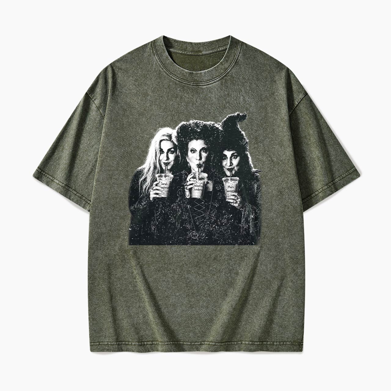 Iced Coffee Horror Movie Halloween Washed Tees