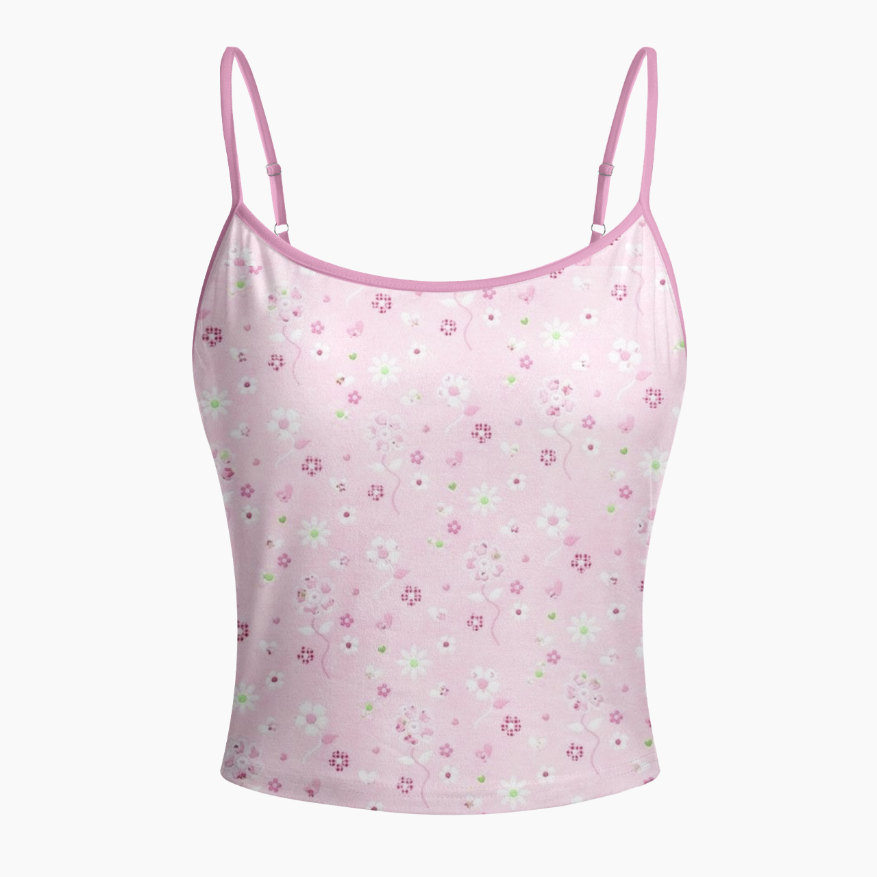 Pink Ditsy Floral Spaghetti Strap Top