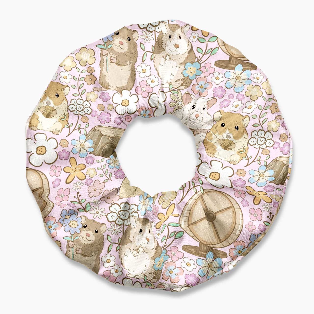 Hamster Floral Garden Pink Hair Scrunchie Jellypine
