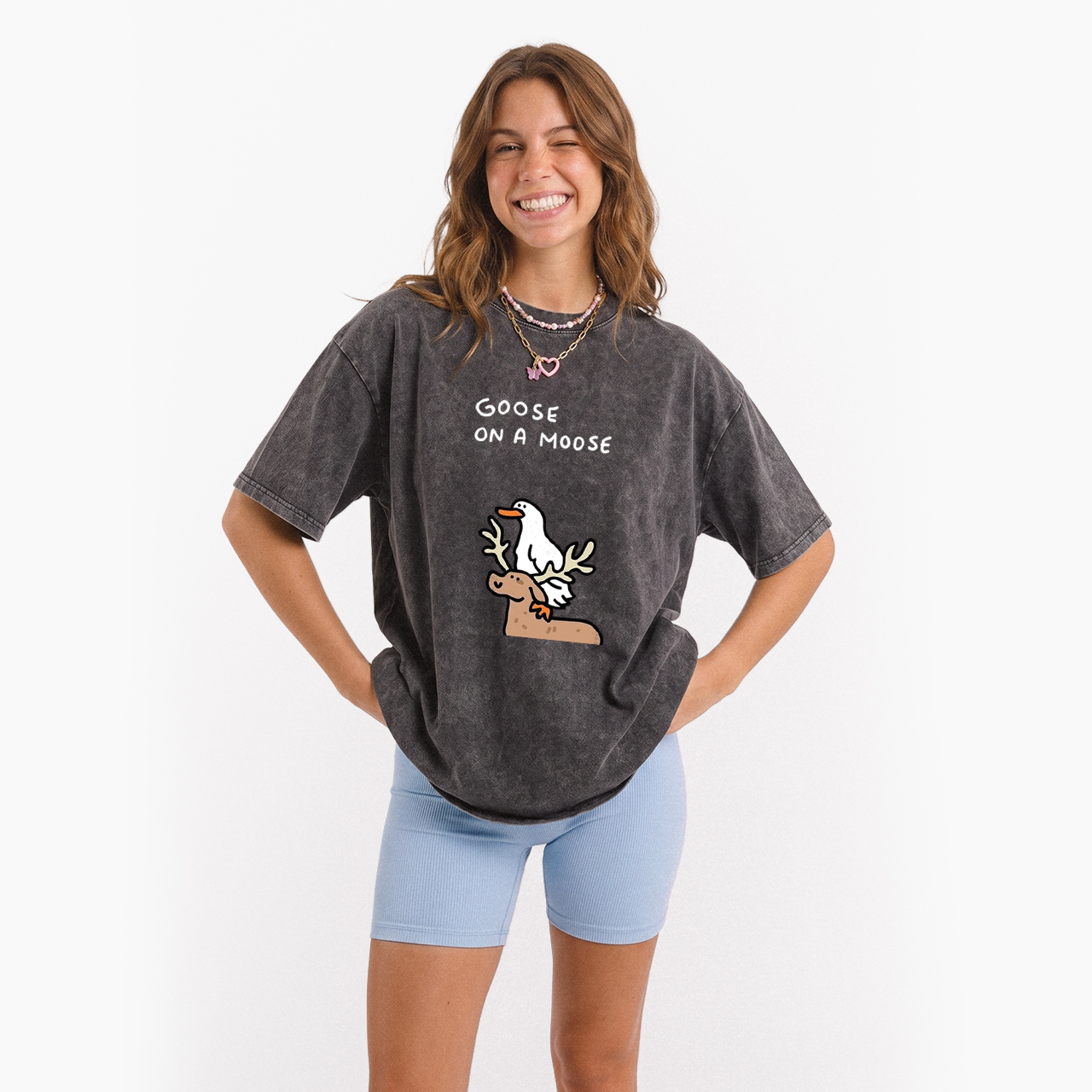 Goose On A Moose Washed Tees