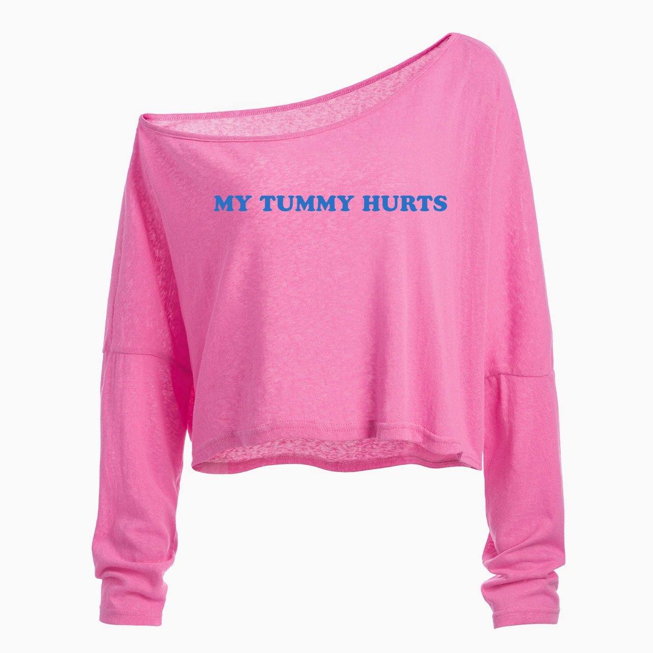 My Tummy Hurts Off Shoulder Long Sleeve Crop Top