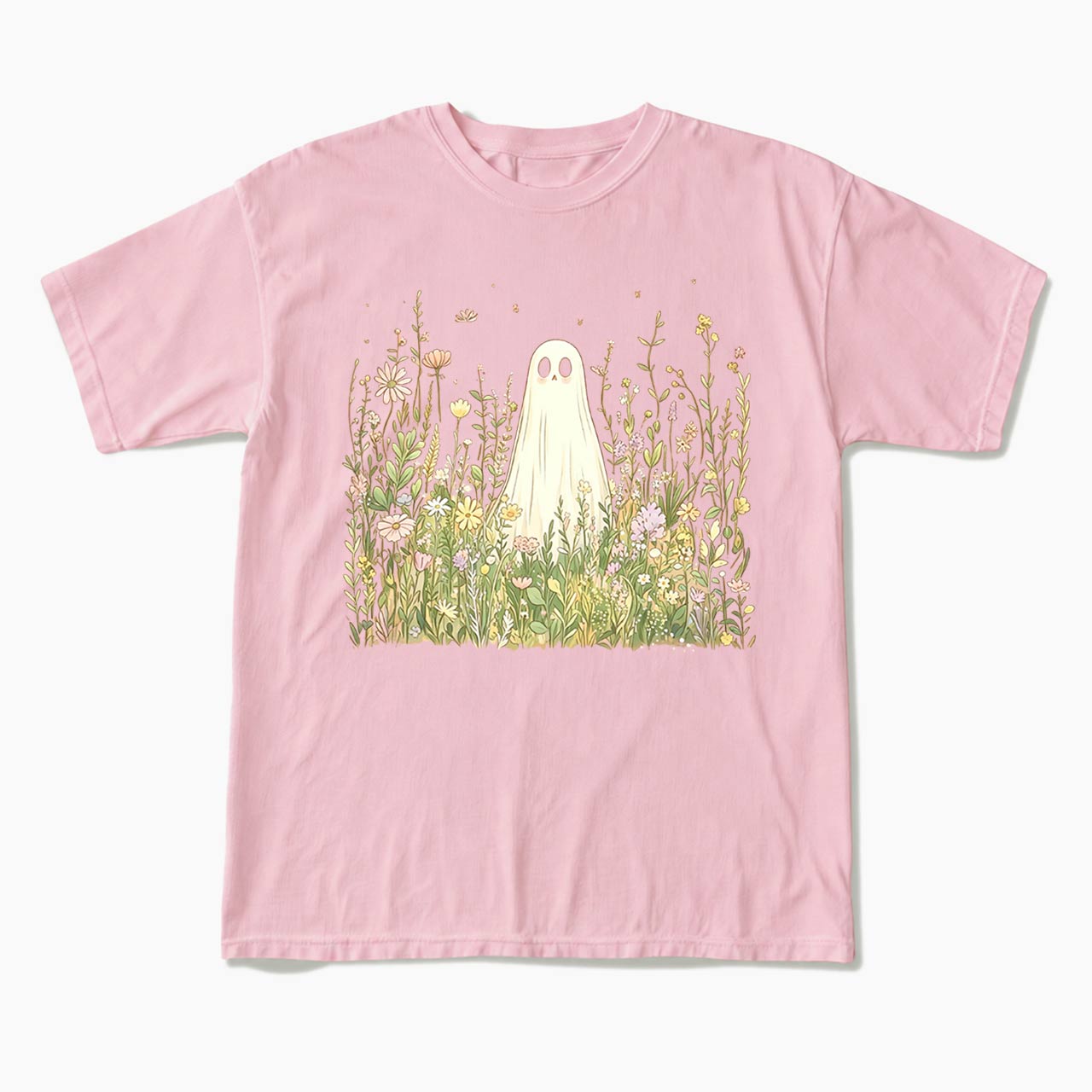 Cute Ghost with Wildflowers T Shirts