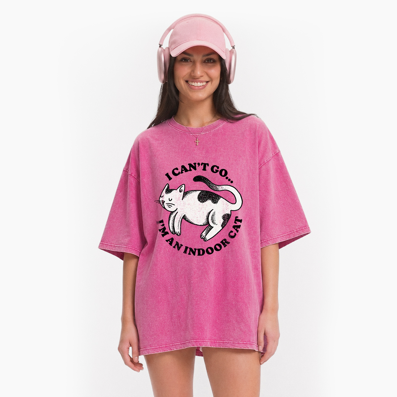 I Can't Go I'm An Indoor Cat Washed Tees