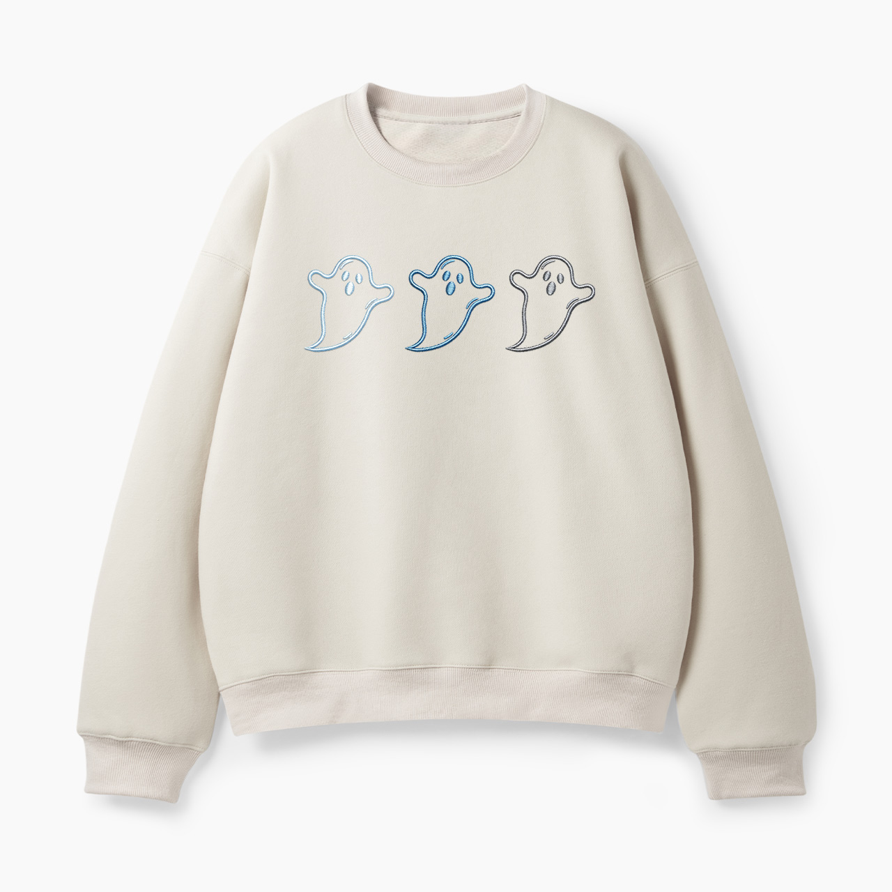 Embroidered Ghost Trio Halloween Classic Sweatshirt