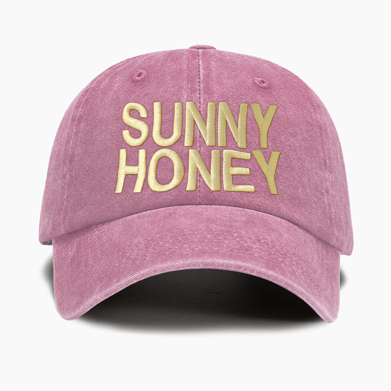 Embroidered Sunny Honey Washed Baseball Cap