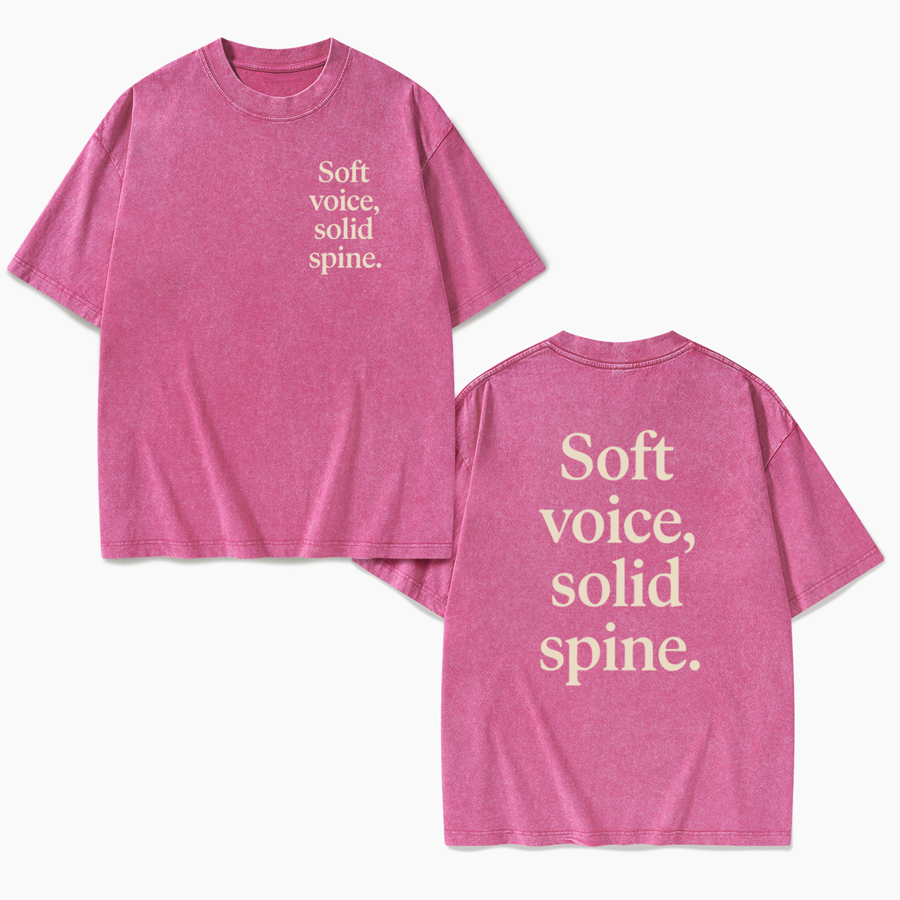 Soft Voice Solid Spine Two Sides Washed Tees