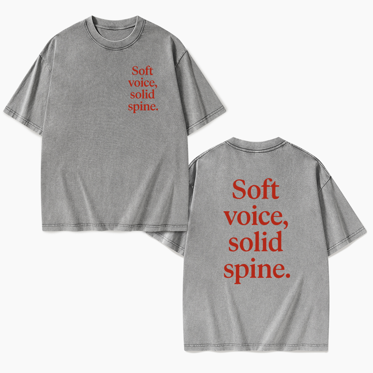 Soft Voice Solid Spine Two Sides Washed Tees