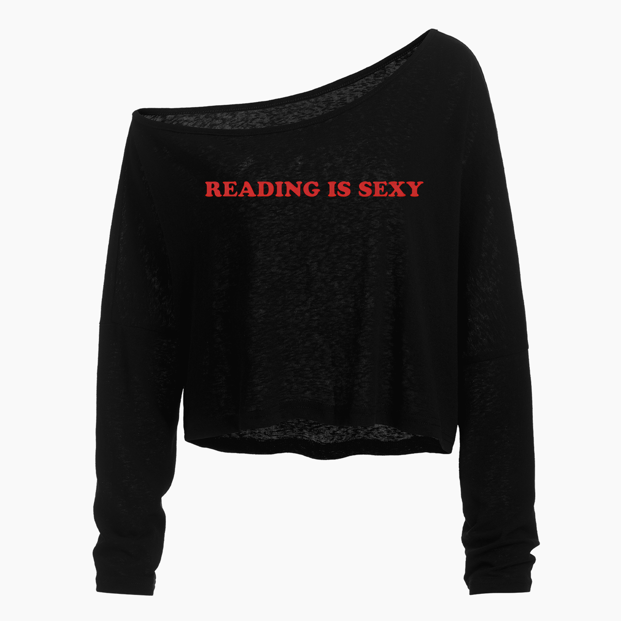 Reading Is Sexy Off Shoulder Long Sleeve Crop Top