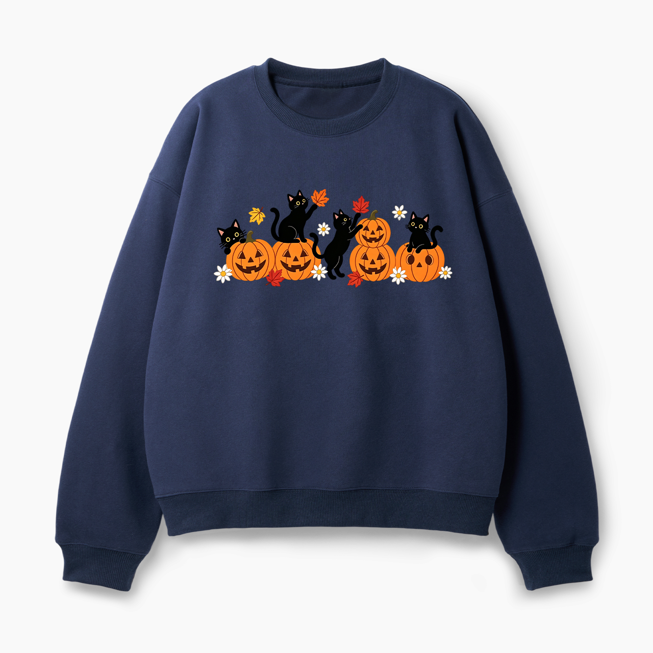 Pumpkin Black Cat Halloween Classic Sweatshirt