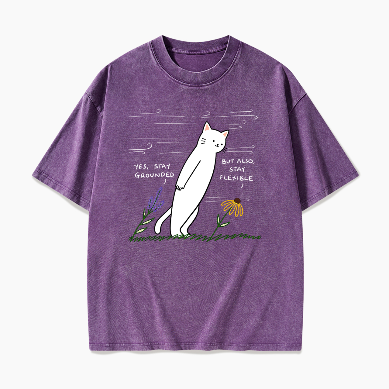 Stay Grounded Stay Flexible Washed Tees