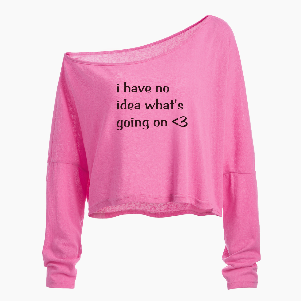 I Have No Idea What's Going On Off Shoulder Long Sleeve Crop Top