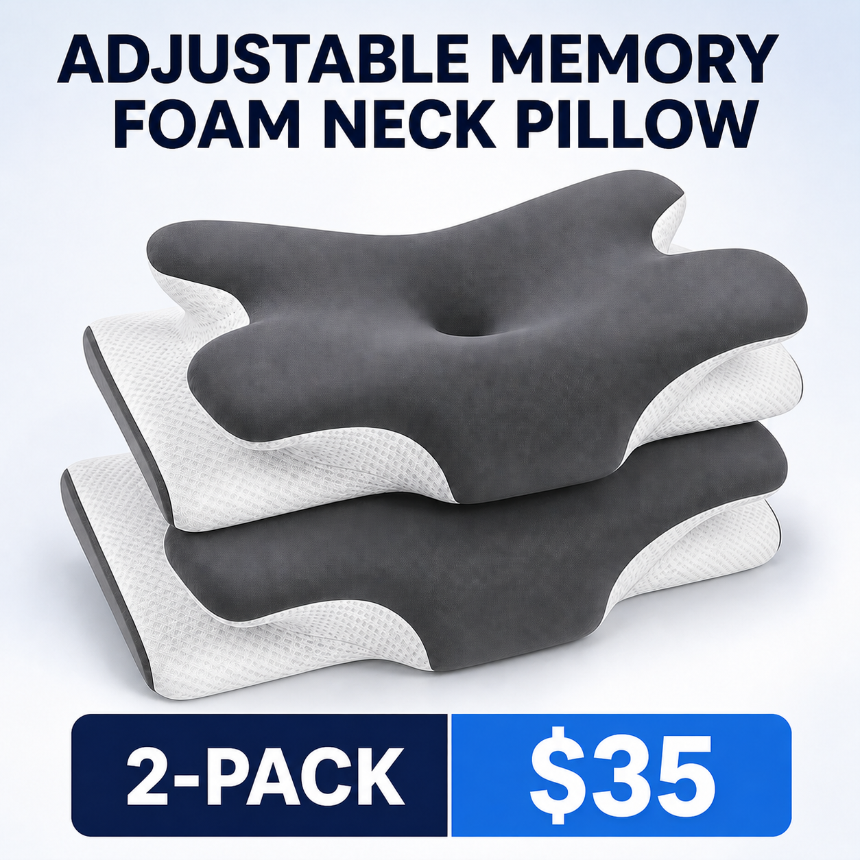 2-pack adjustable memory foam neck pillow $35