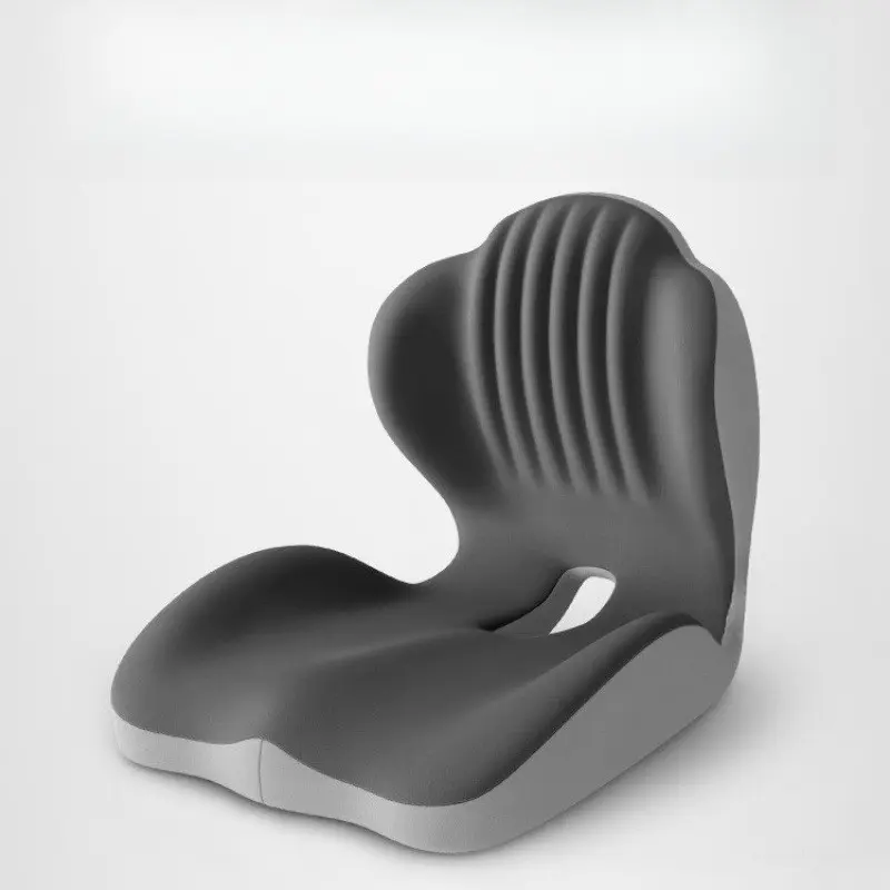 Standard gray memory foam seat cushion with ribbed backrest