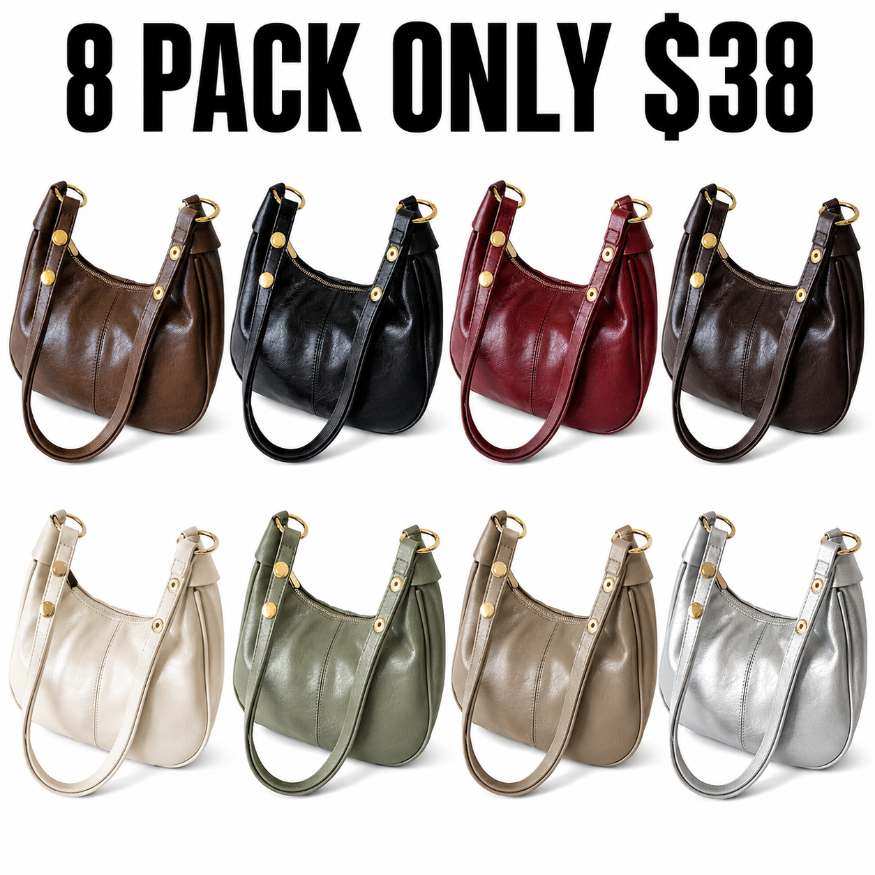 New Women's Simple Solid Color Zipper Shoulder Bag, Christmas Gift , Fashionable Versatile Underarm Bag, All-match Hobo Dumpling Bag for Daily Used