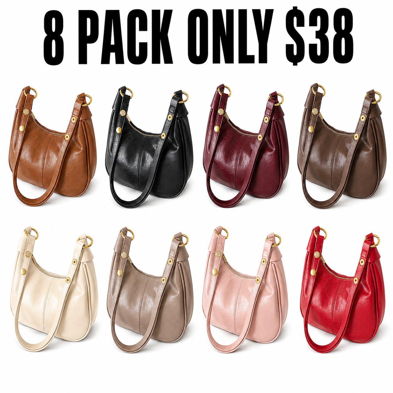 New Women's Simple Solid Color Zipper Shoulder Bag, Christmas Gift , Fashionable Versatile Underarm Bag, All-match Hobo Dumpling Bag for Daily Used