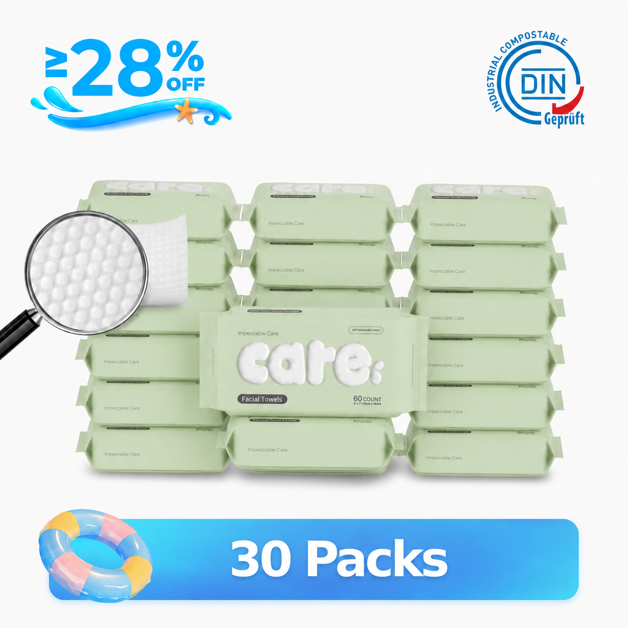 Disposable Face Towels, Ultra Soft Biodegradable Facial Towel, Wet & Dry Use for Sensitive Skin, Skincare & Face Cleansing Multi Pack
