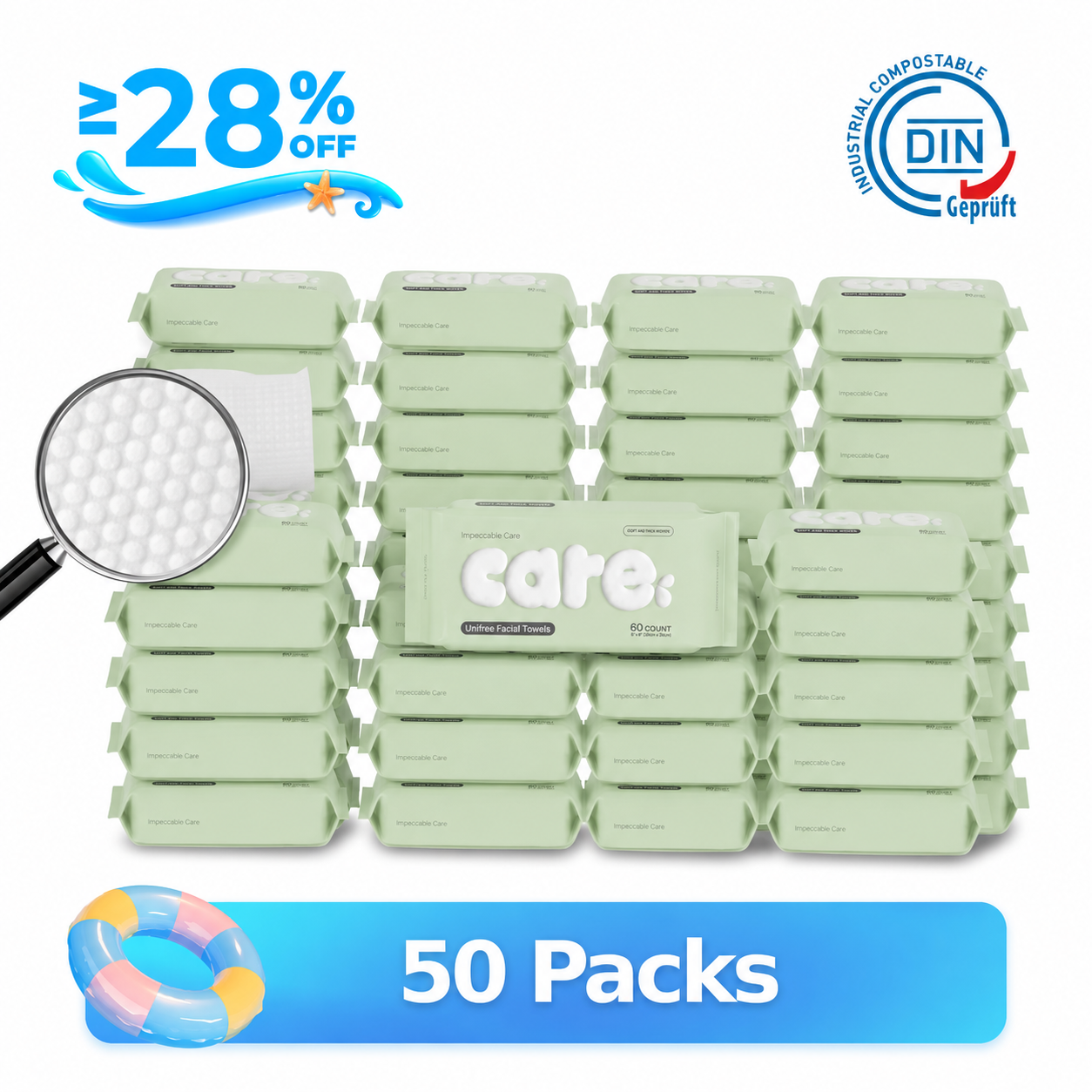 Disposable Face Towels, Ultra Soft Biodegradable Facial Towel, Wet & Dry Use for Sensitive Skin, Skincare & Face Cleansing Multi Pack