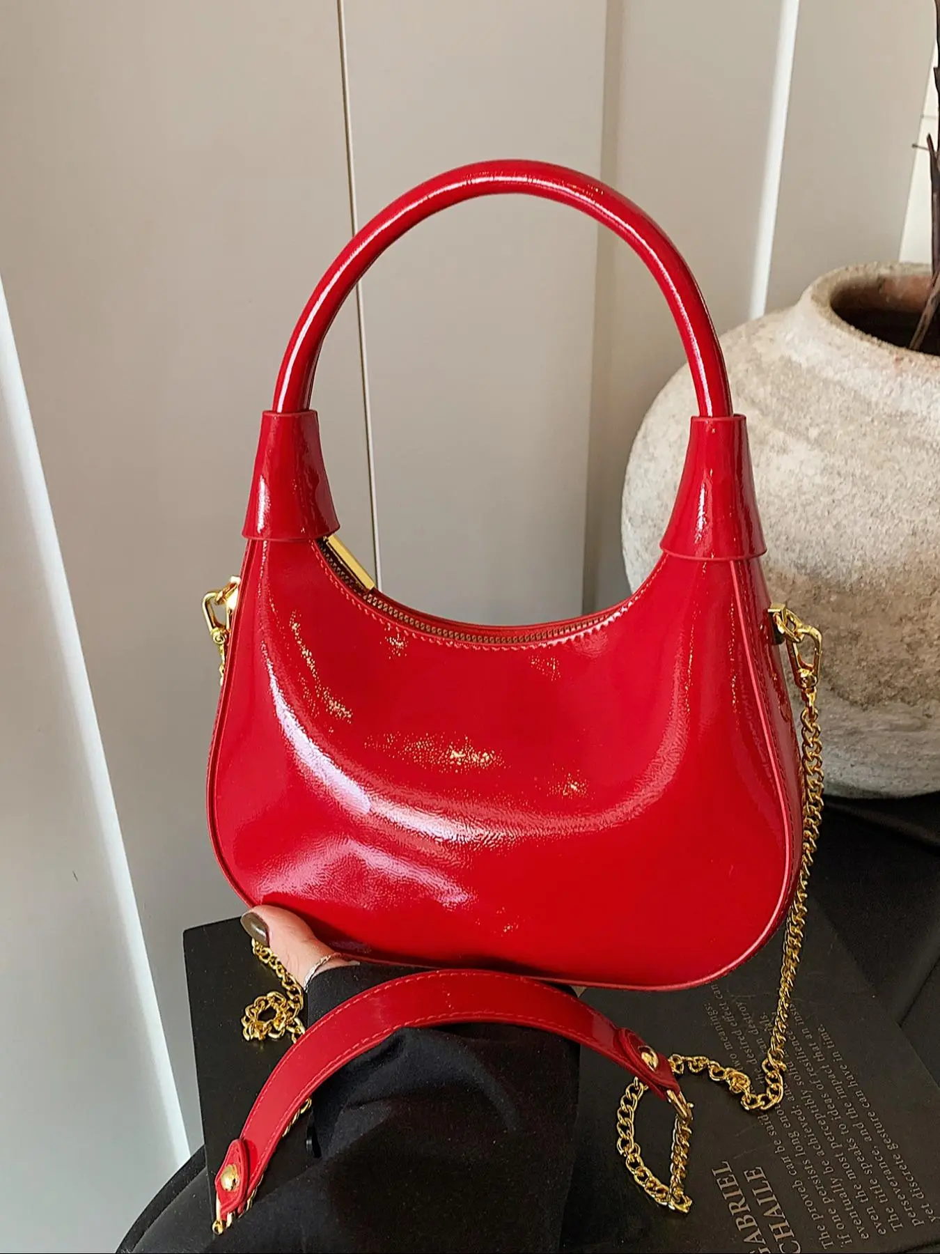 New Women's Simple Solid Color Zipper Shoulder Bag, Christmas Gift , Fashionable Versatile Underarm Bag, All-match Hobo Dumpling Bag for Daily Used