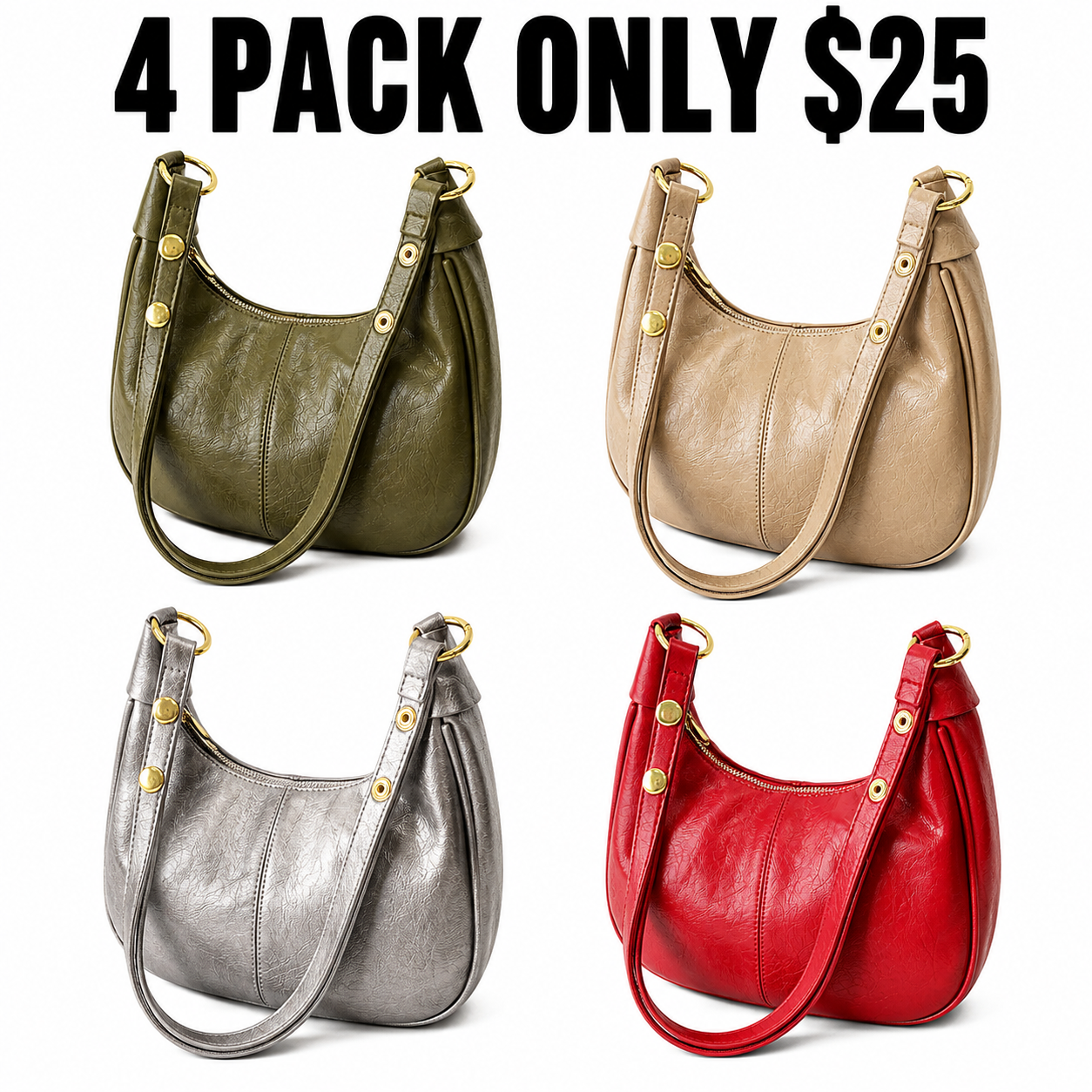 New Women's Simple Solid Color Zipper Shoulder Bag, Christmas Gift , Fashionable Versatile Underarm Bag, All-match Hobo Dumpling Bag for Daily Used