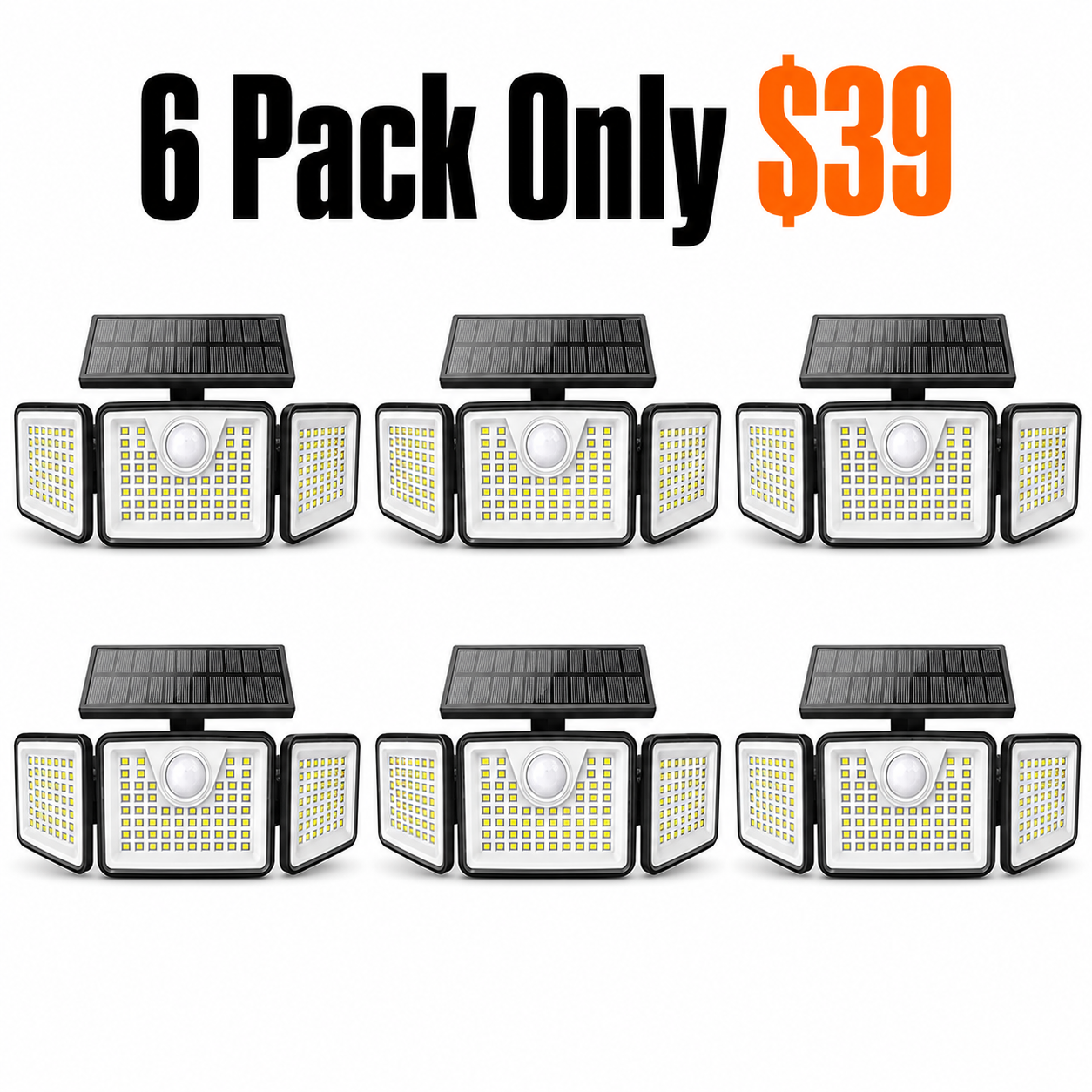 Solar Outdoor Security Spotlights, 2500LM 3‑Head Dimmable Adjustable Wall Mount Lights, 3 Modes, IP65 Waterproof, for Garage, Festival Gift