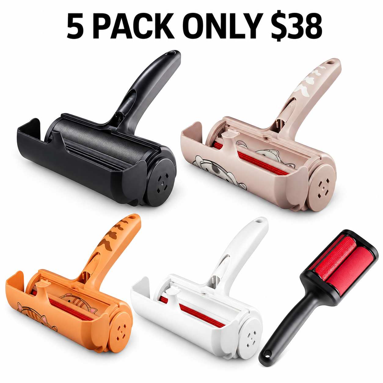 Limited Time Offer 🔥 5 Pack Reusable Pet Hair Remover Rollers for Furniture, Sofas, Carpets, Cars, Rugs and Bedding Only $38