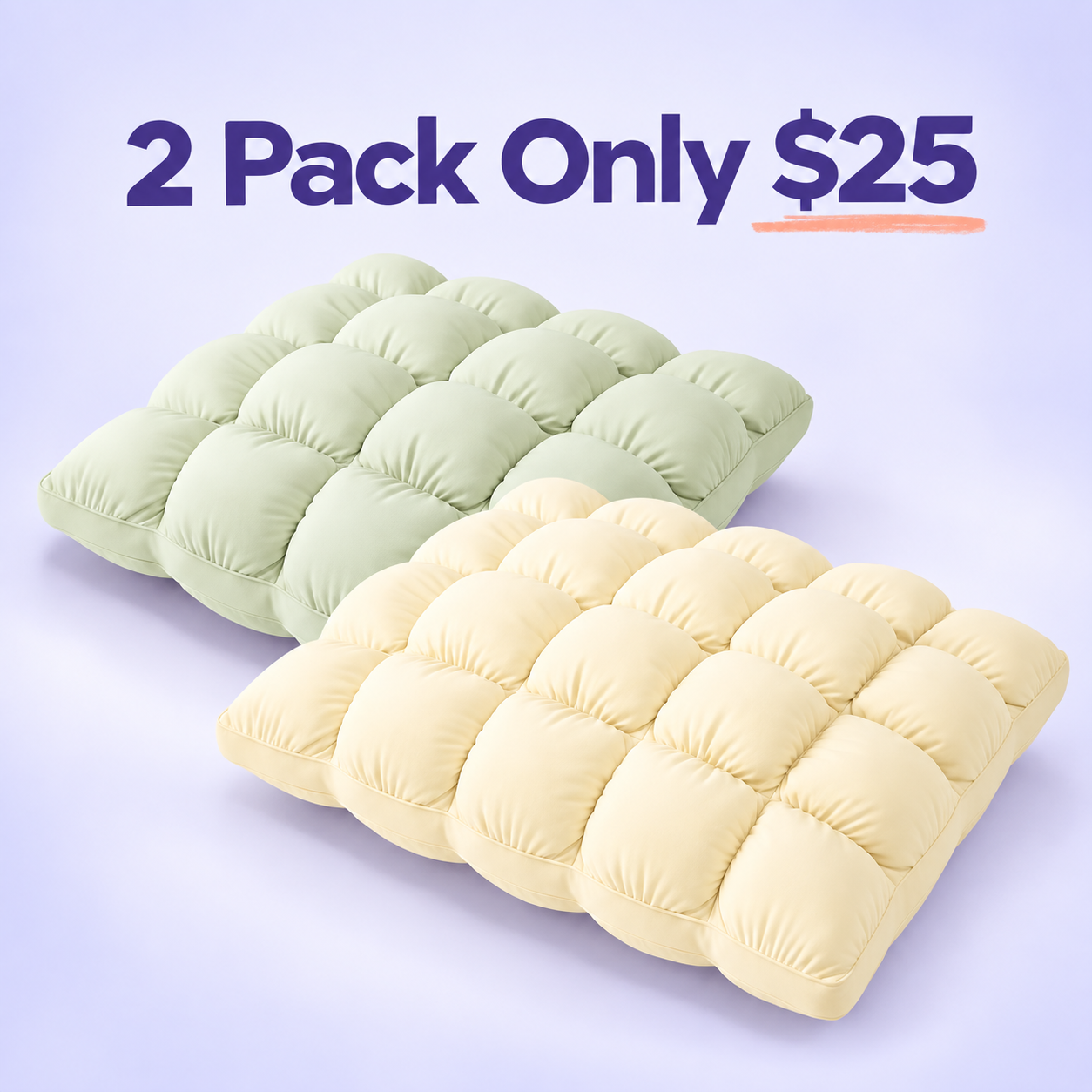 Limited-Time Deal | Quilted Puff-Grid Bed Pillow – Soft Plush Pillow with Cloud-Like Cushioning for Side, Back and Stomach Sleepers