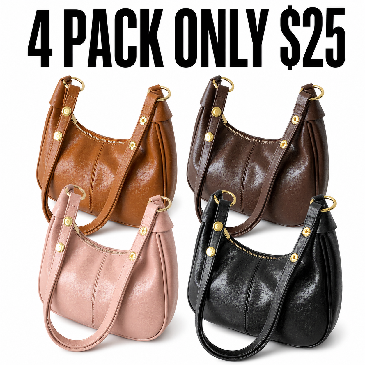 New Women's Simple Solid Color Zipper Shoulder Bag, Christmas Gift , Fashionable Versatile Underarm Bag, All-match Hobo Dumpling Bag for Daily Used