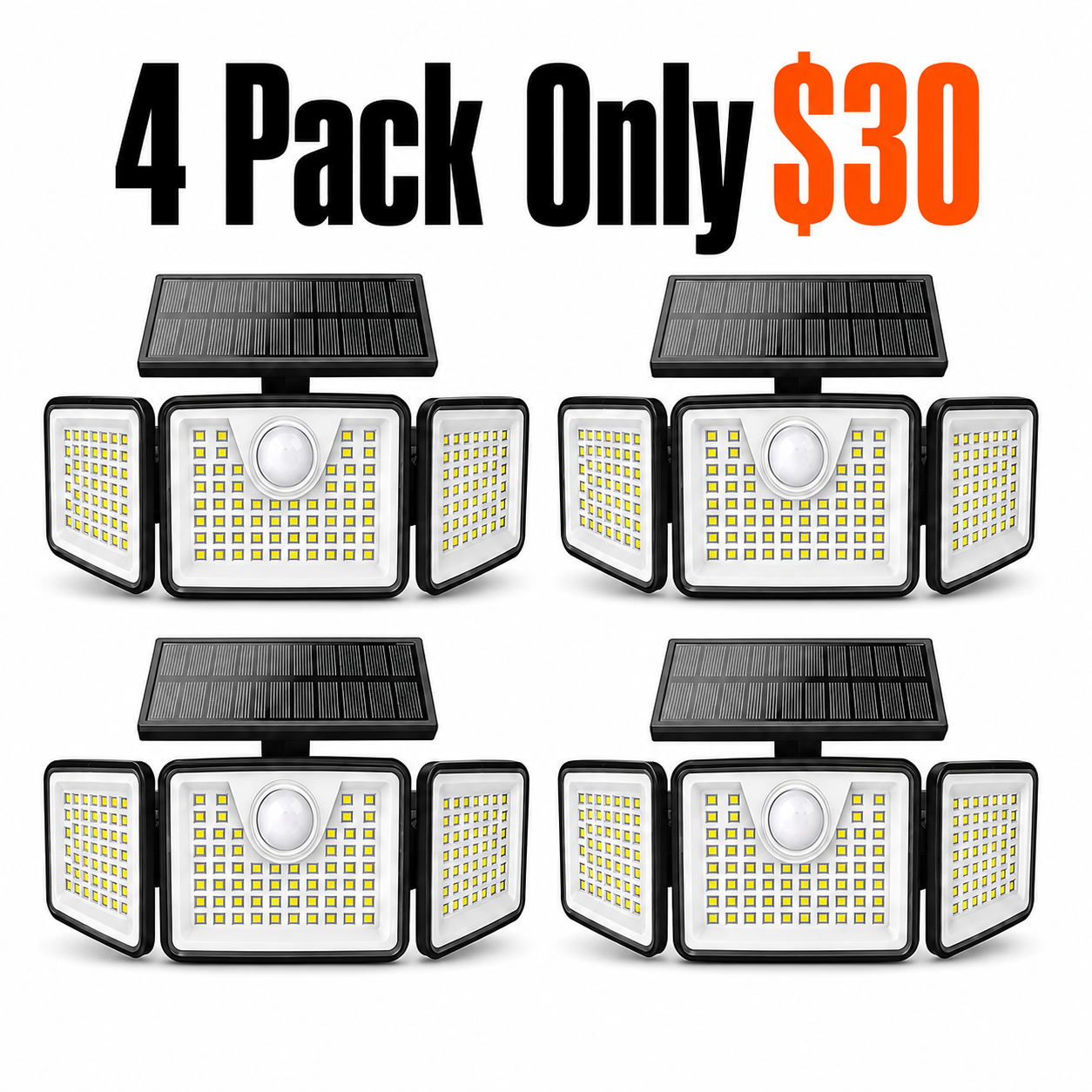 Solar Outdoor Security Spotlights, 2500LM 3‑Head Dimmable Adjustable Wall Mount Lights, 3 Modes, IP65 Waterproof, for Garage, Festival Gift