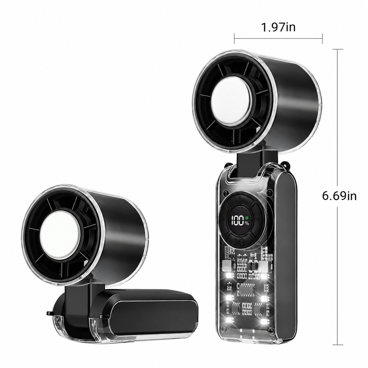 Rechargeable Portable Handheld Cooling Fan - Black