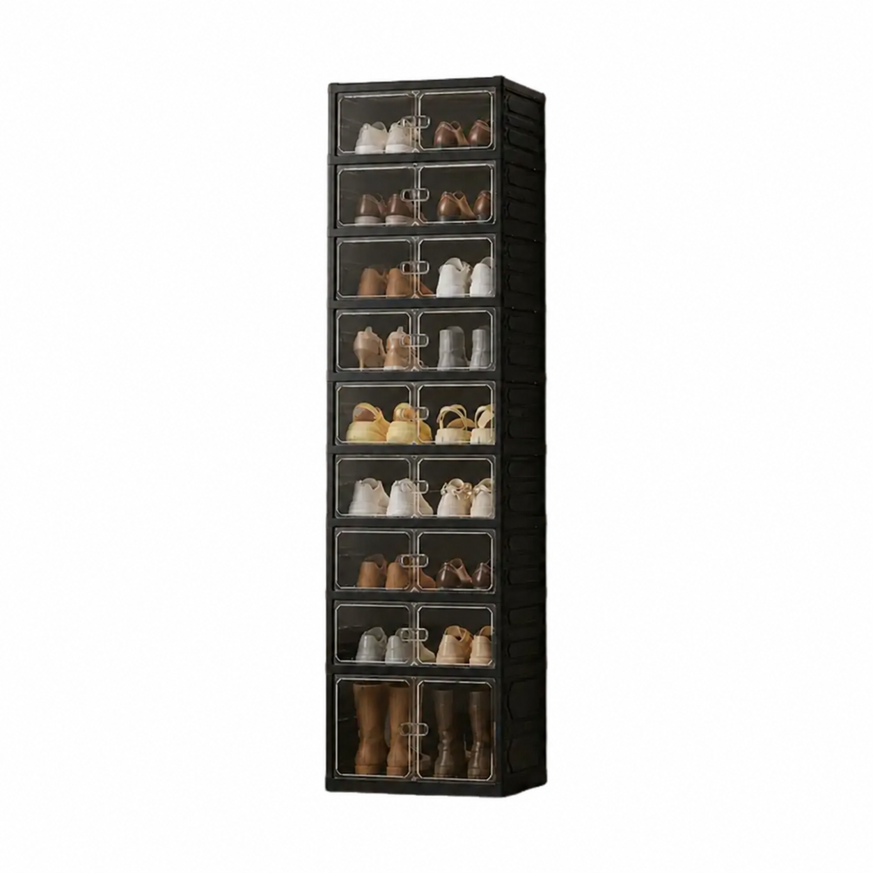 Folding Shoe Rack with Magnetic Transparent Doors view 2