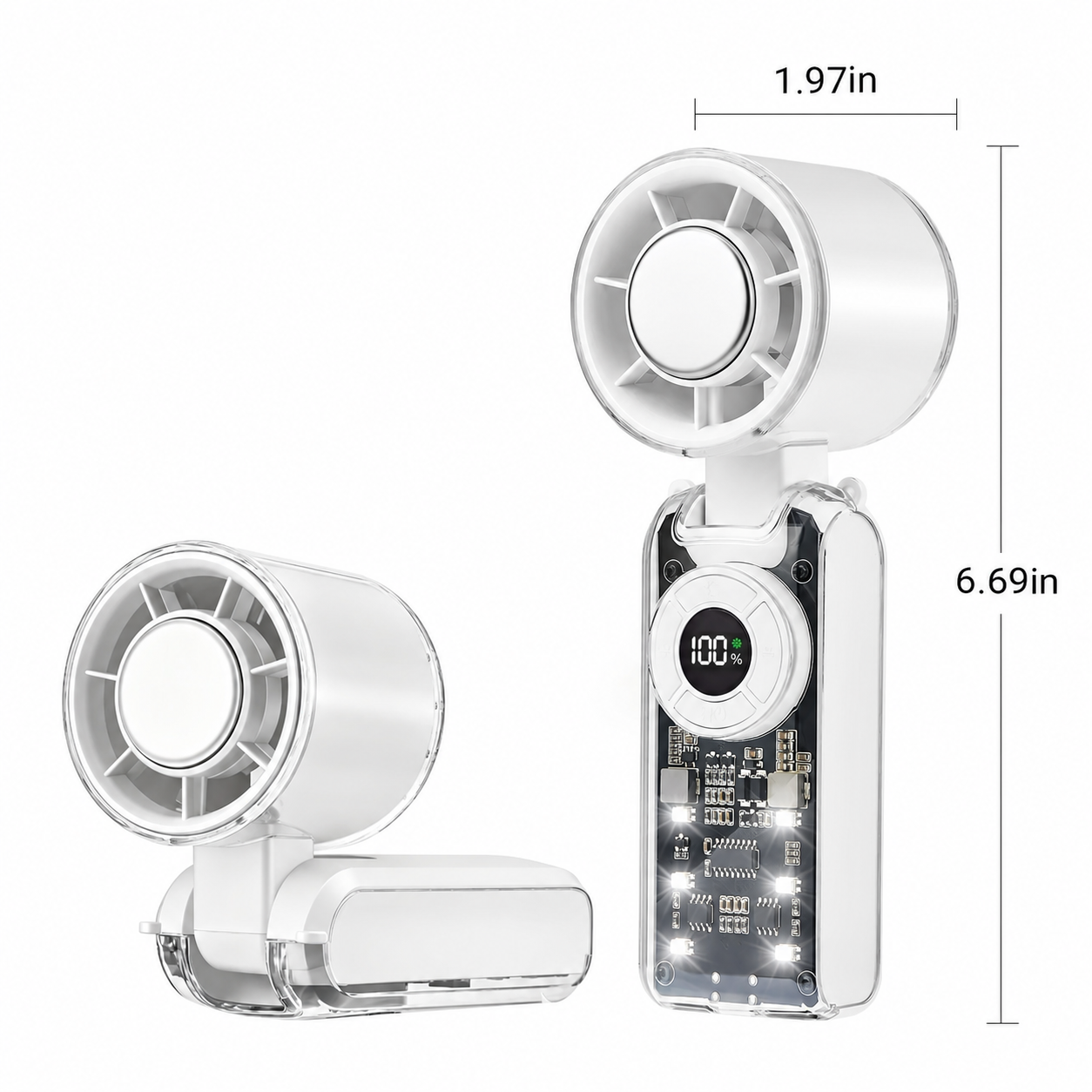 Rechargeable Portable Handheld Cooling Fan - White