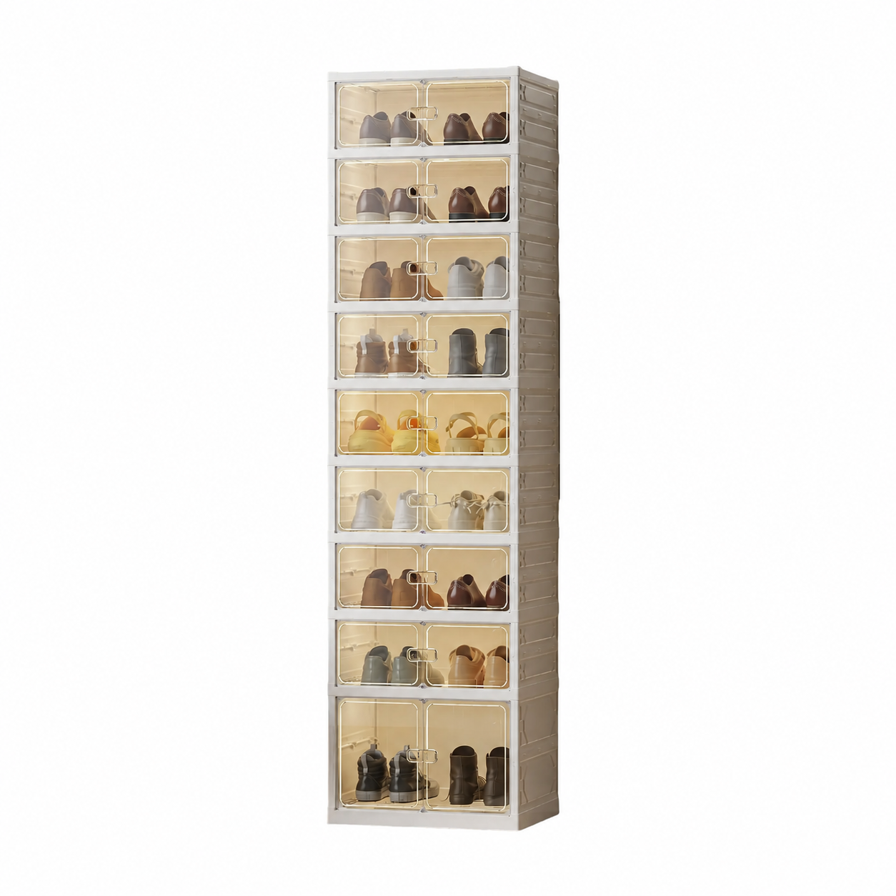Folding Shoe Rack with Magnetic Transparent Doors view 3
