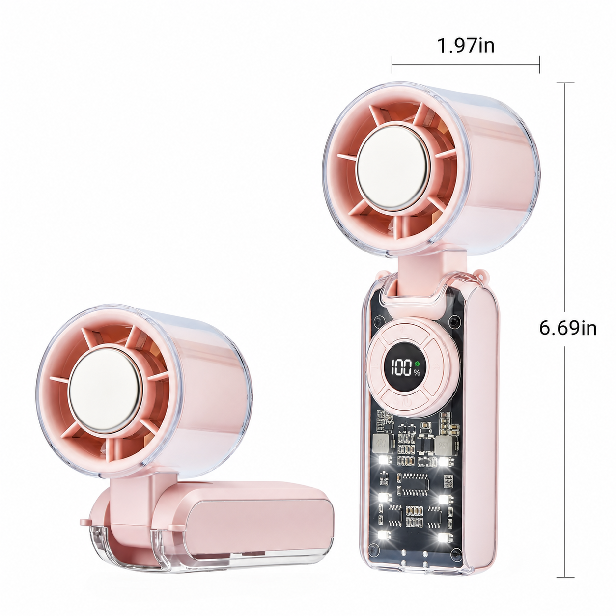 Rechargeable Portable Handheld Cooling Fan - Pink