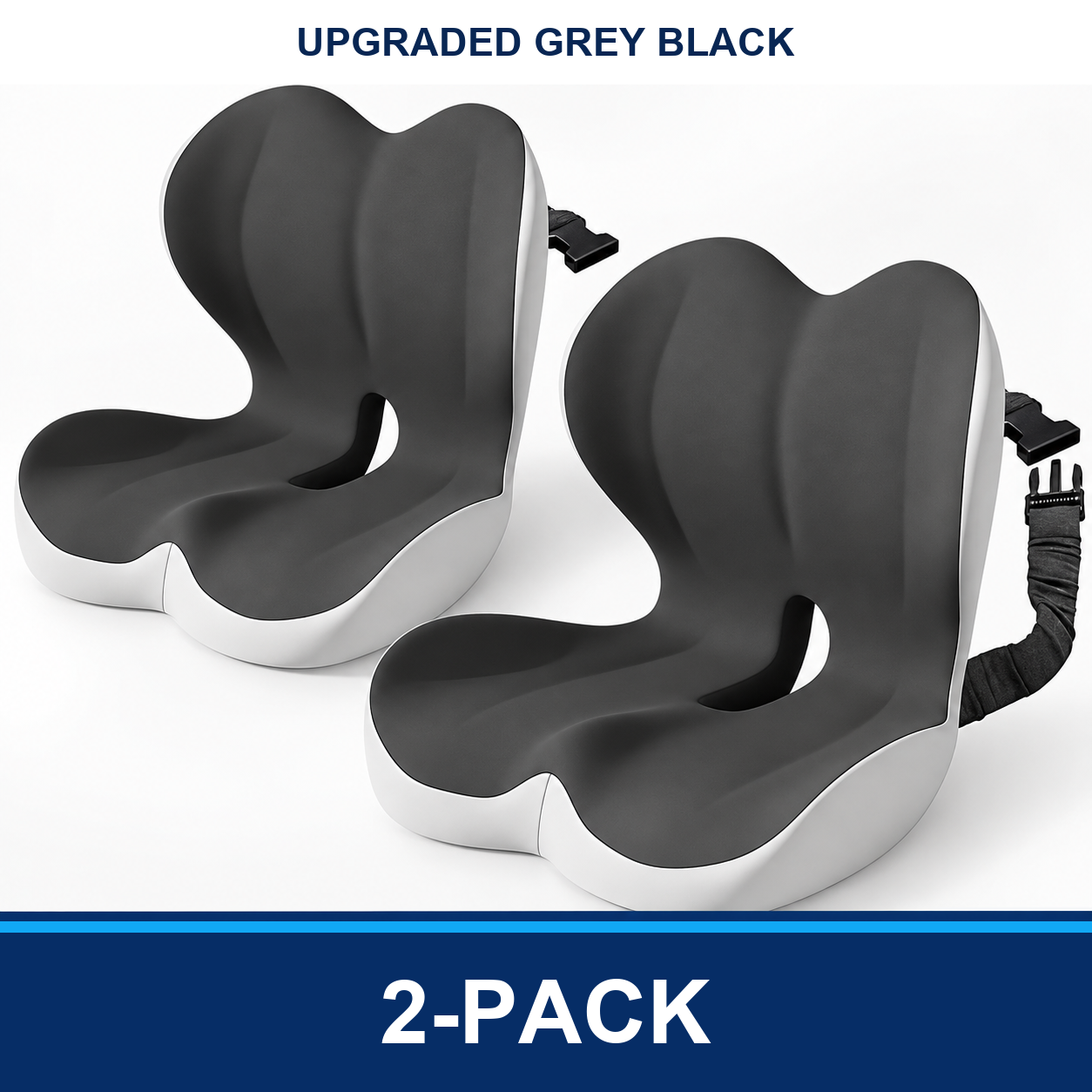 Upgraded Grey Black 2-Pack seat cushion bundle