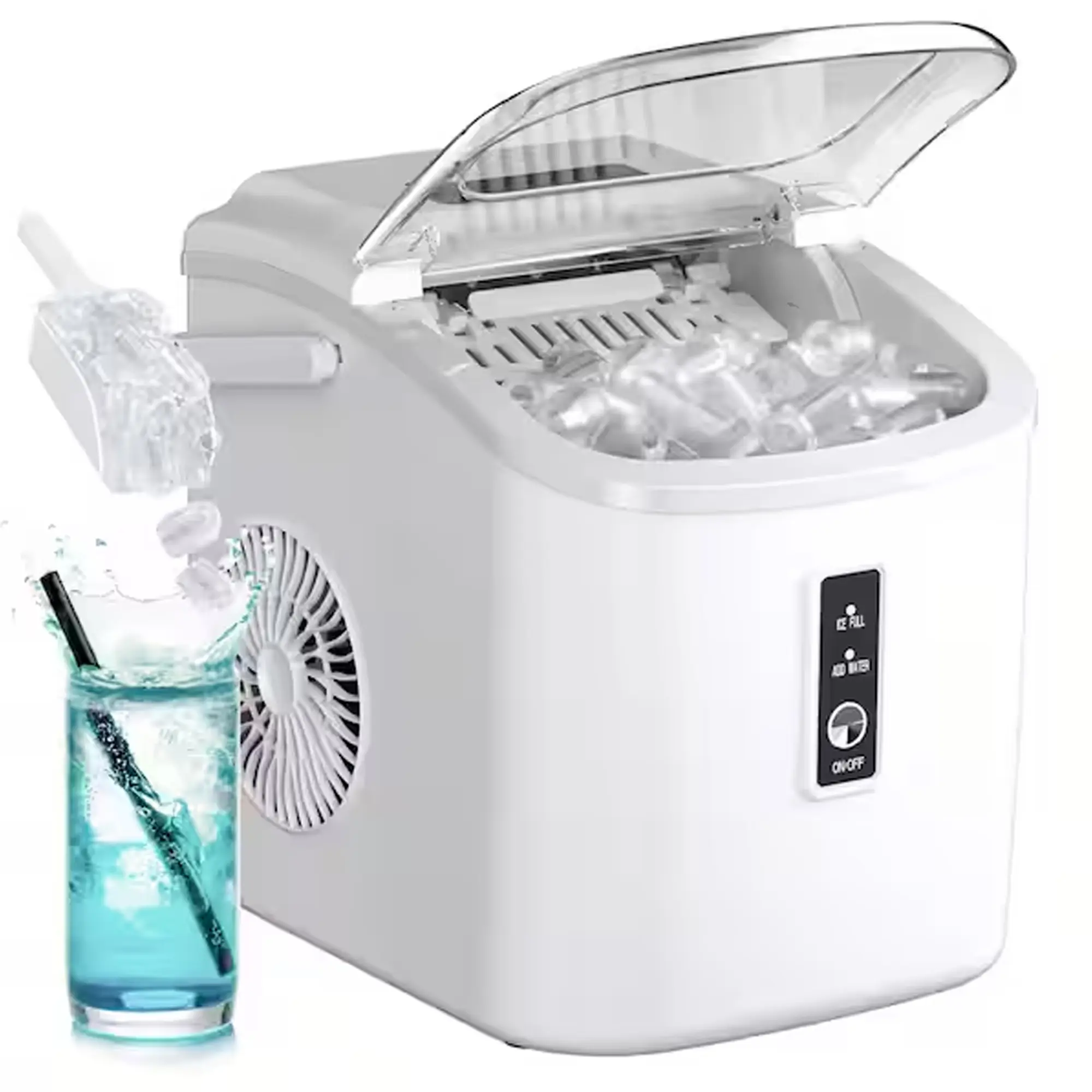 Portable Countertop Ice Maker with Handle – 26 lb/day - White-03