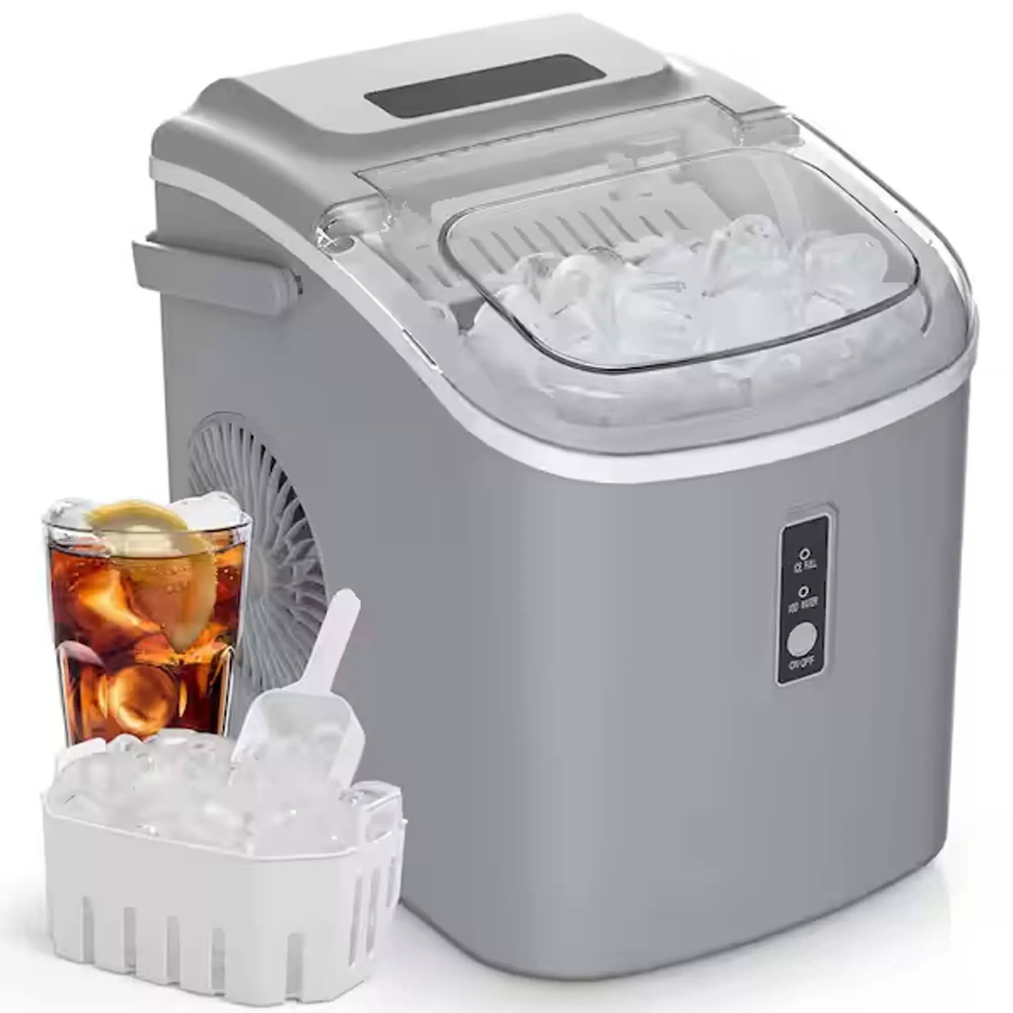 Portable Countertop Ice Maker with Handle – 26 lb/day - Gray-03