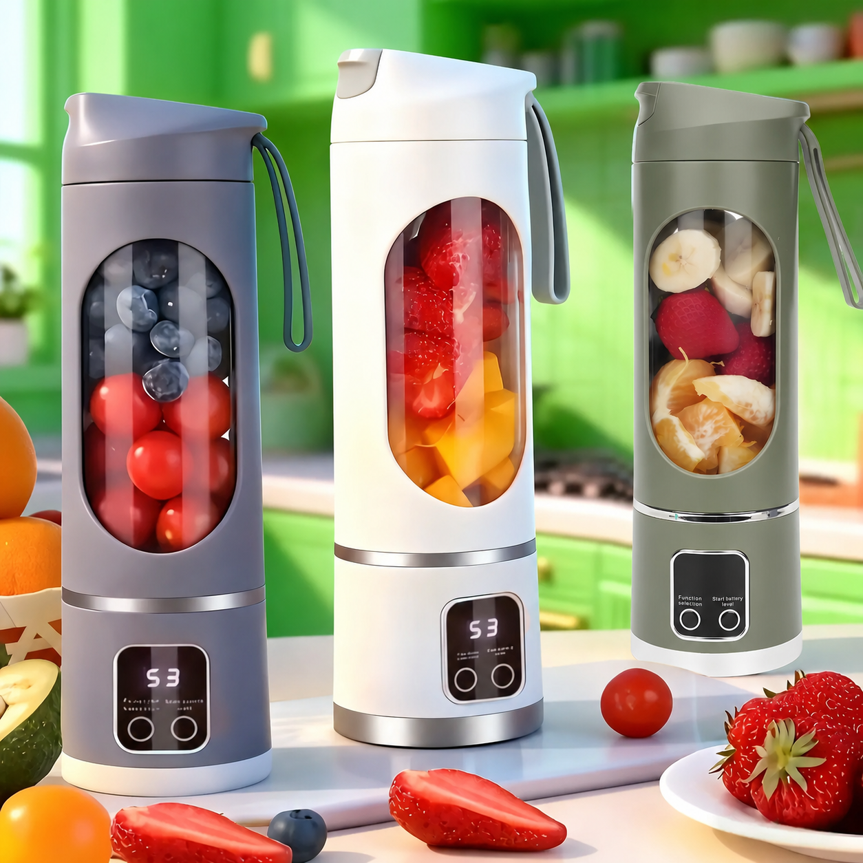 Portable USB Rechargeable Blender with Digital Display - logo-free main image