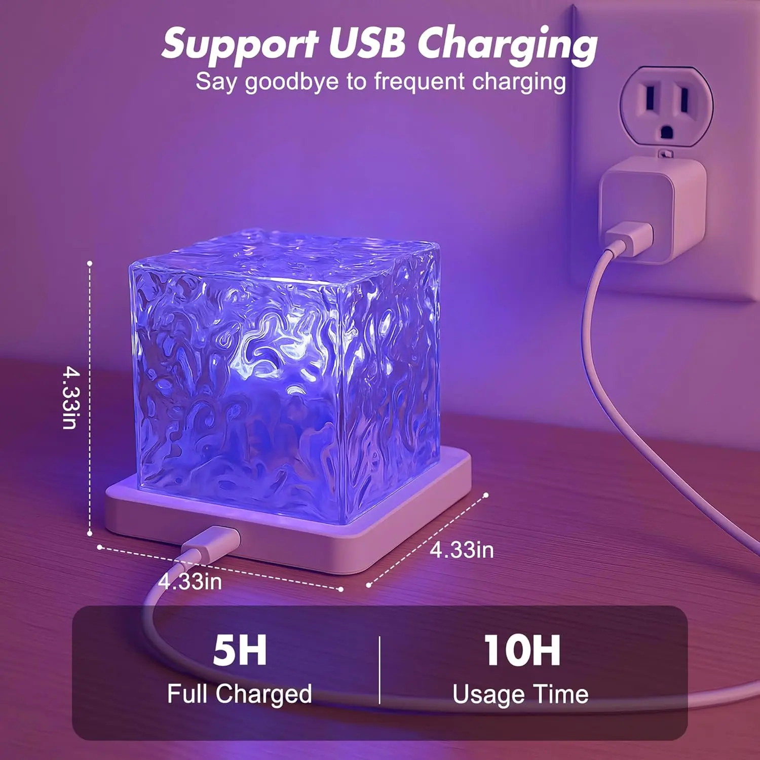 USB rechargeable ocean-wave projector dimensions