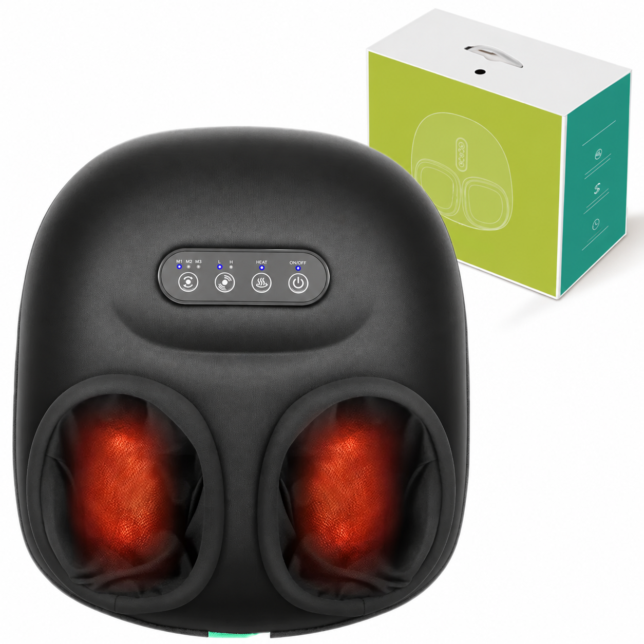 Heated foot massager with kneading and air compression