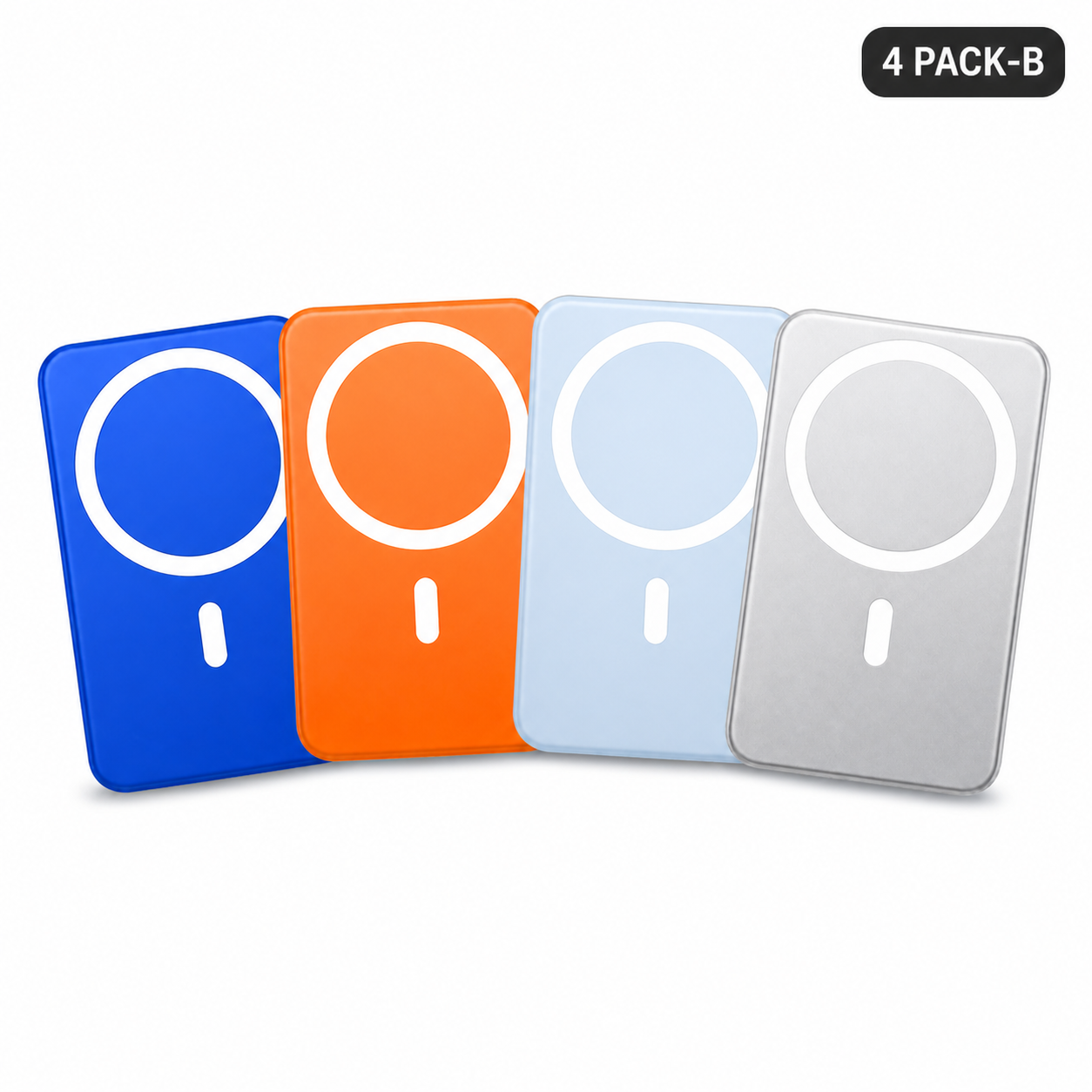 5000mAh Magnetic Wireless Power Bank with USB-C - 4 PACK-B - Blue, Orange, Sky Blue, Silver