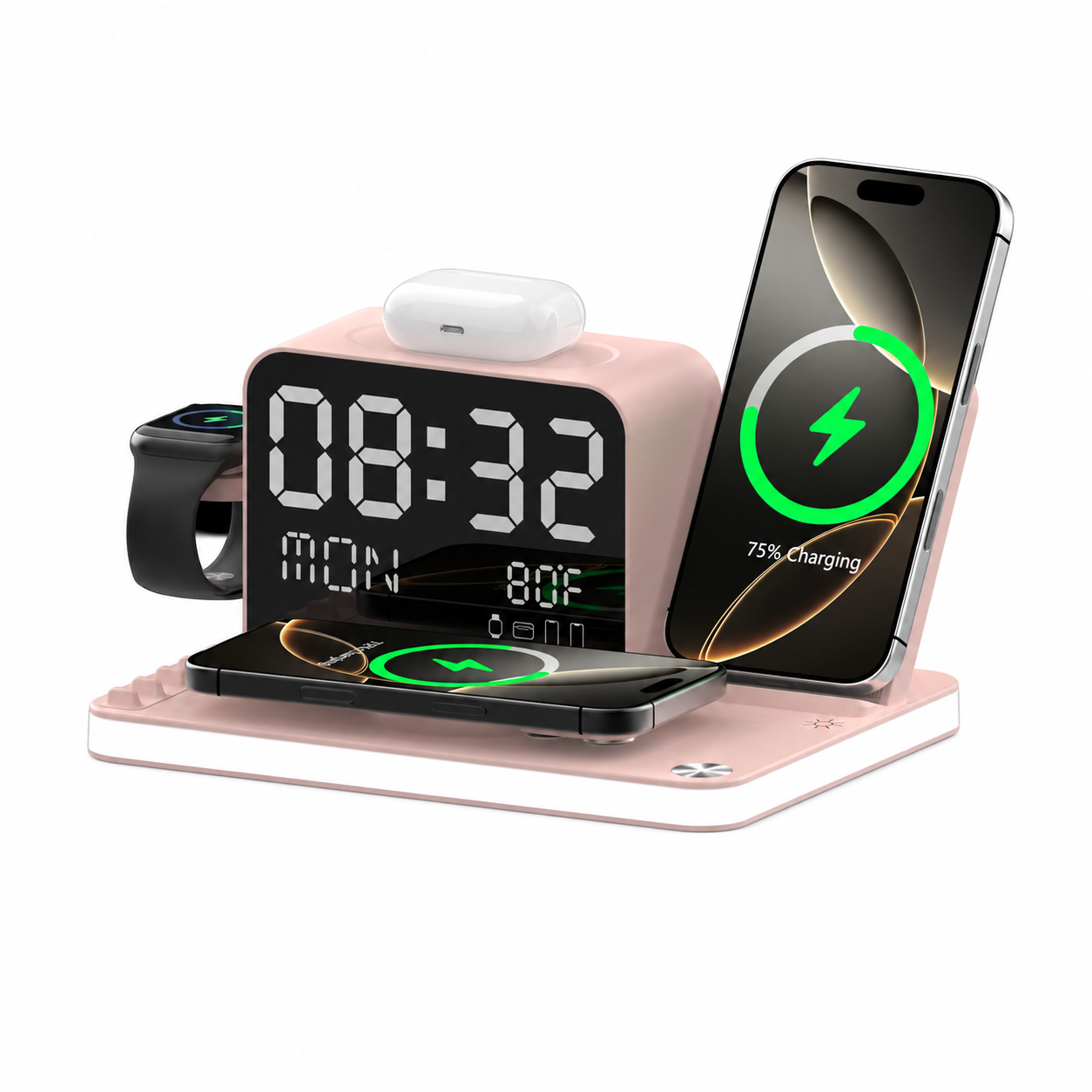7-in-1 wireless charging station in Pink