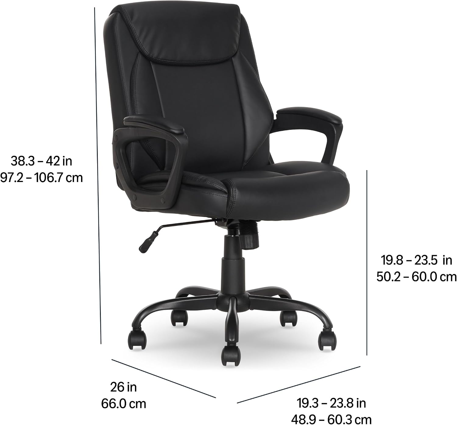 Classic Padded Mid-Back Adjustable Office Chair adjustable dimensions