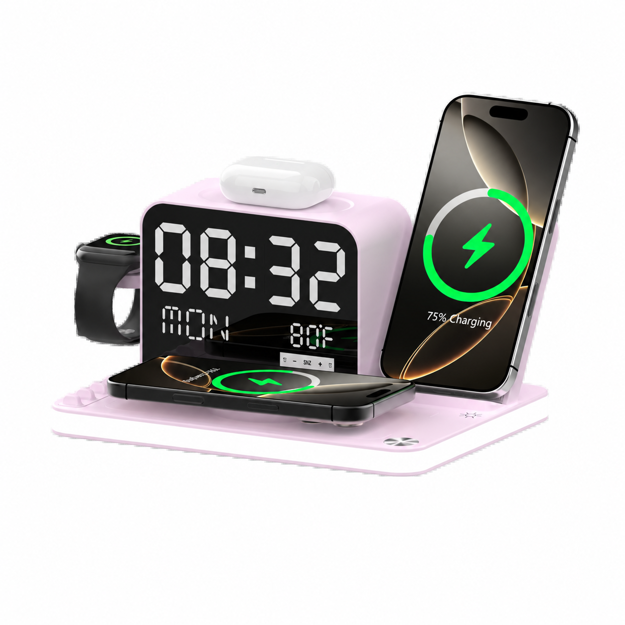 7-in-1 wireless charging station in Purple