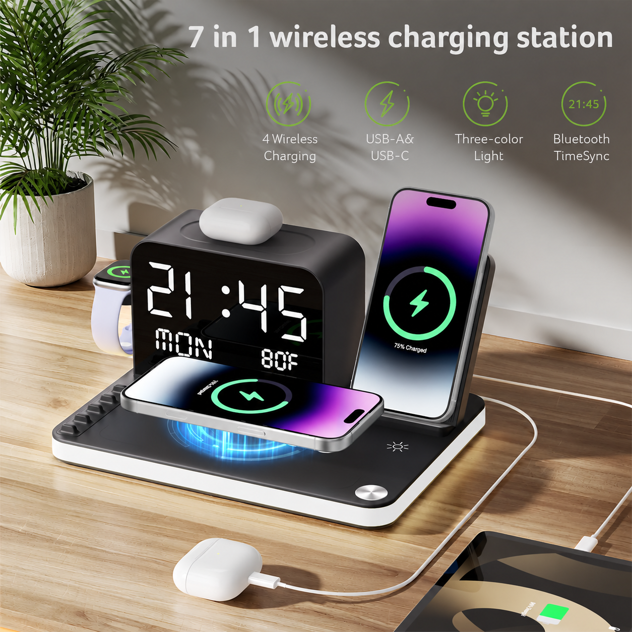 7-in-1 wireless charging station features