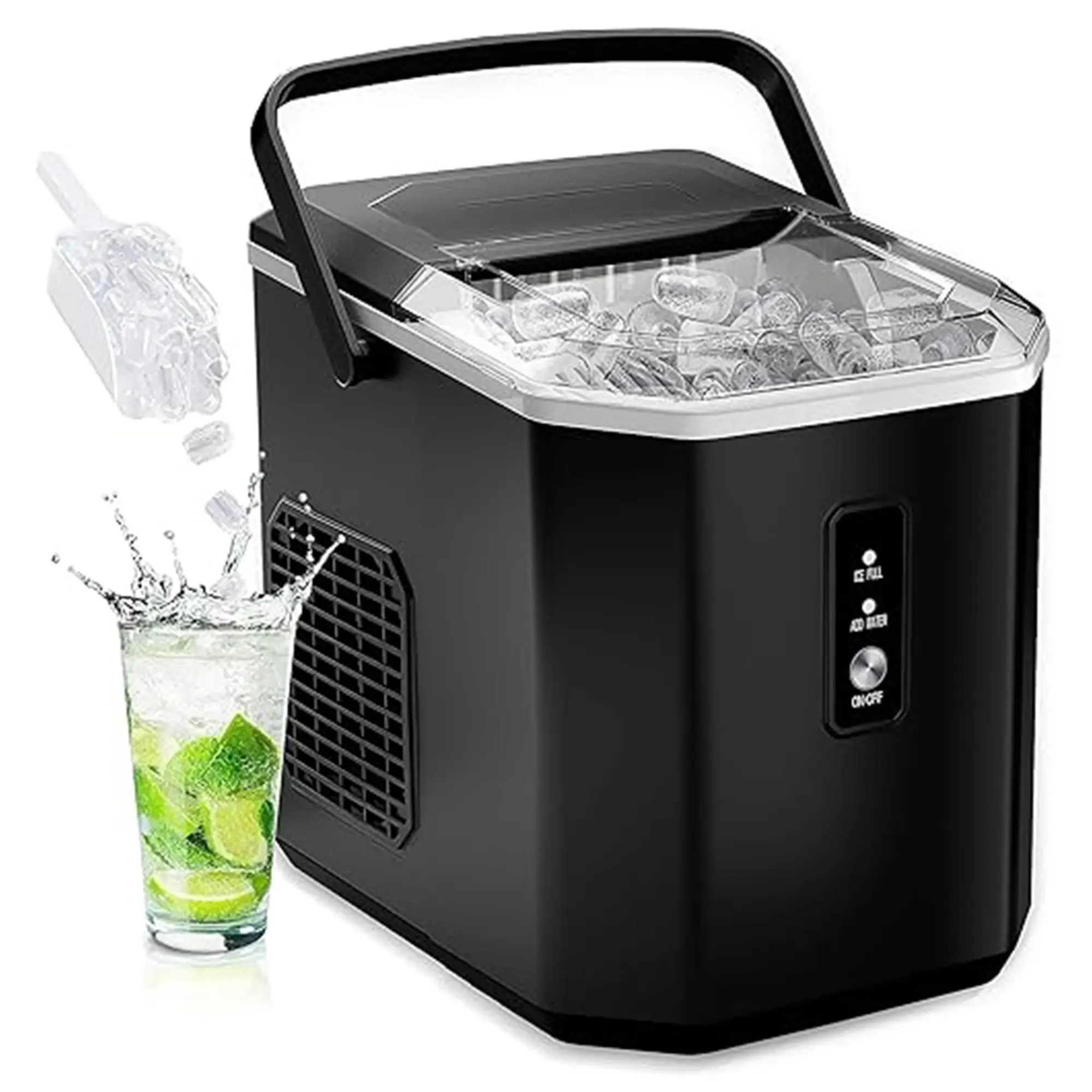Portable Countertop Ice Maker with Handle – 26 lb/day - Black-11