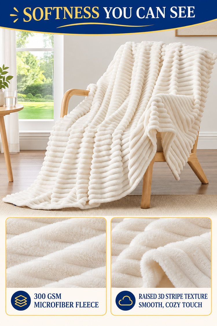 300 GSM microfiber fleece and raised stripe texture detail