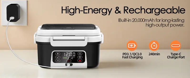 Cordless 1.5L Electric Heated Lunch Box with Smart Timer feature 10