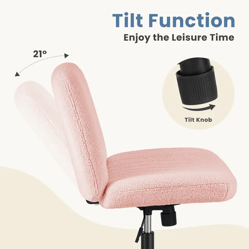 Wide Armless Cross-Legged Office Chair with Wheels 8