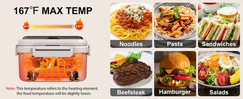 Cordless 1.5L Electric Heated Lunch Box with Smart Timer feature 2